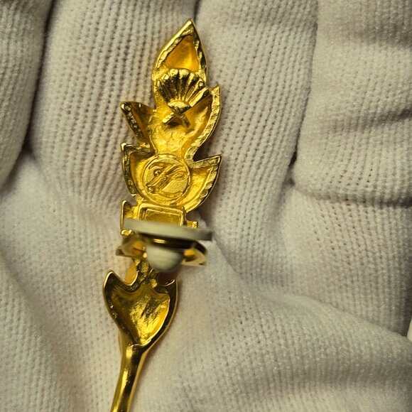 Vintage 80's Karl Lagerfeld Signed Wheat Stalk Clip On Earrings - Picture 3 of 6